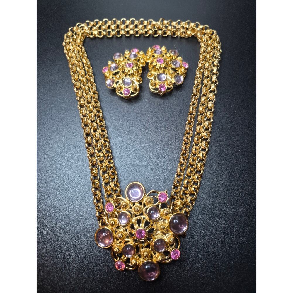 Vintage Jose Maria Barrera for Avon Marbella Necklace & Clip Earrings Set 1992 - Picture 2 of 15